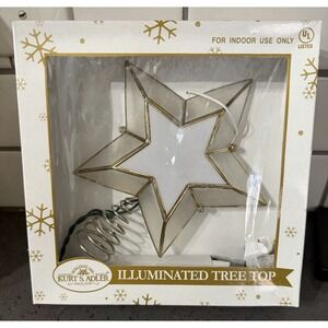 New Kurt Adler 10-Light White Capiz Bethlehem Star Tree Topper